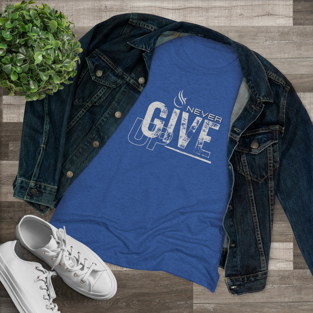 Women's Tri-blend Tee - Never Give Up