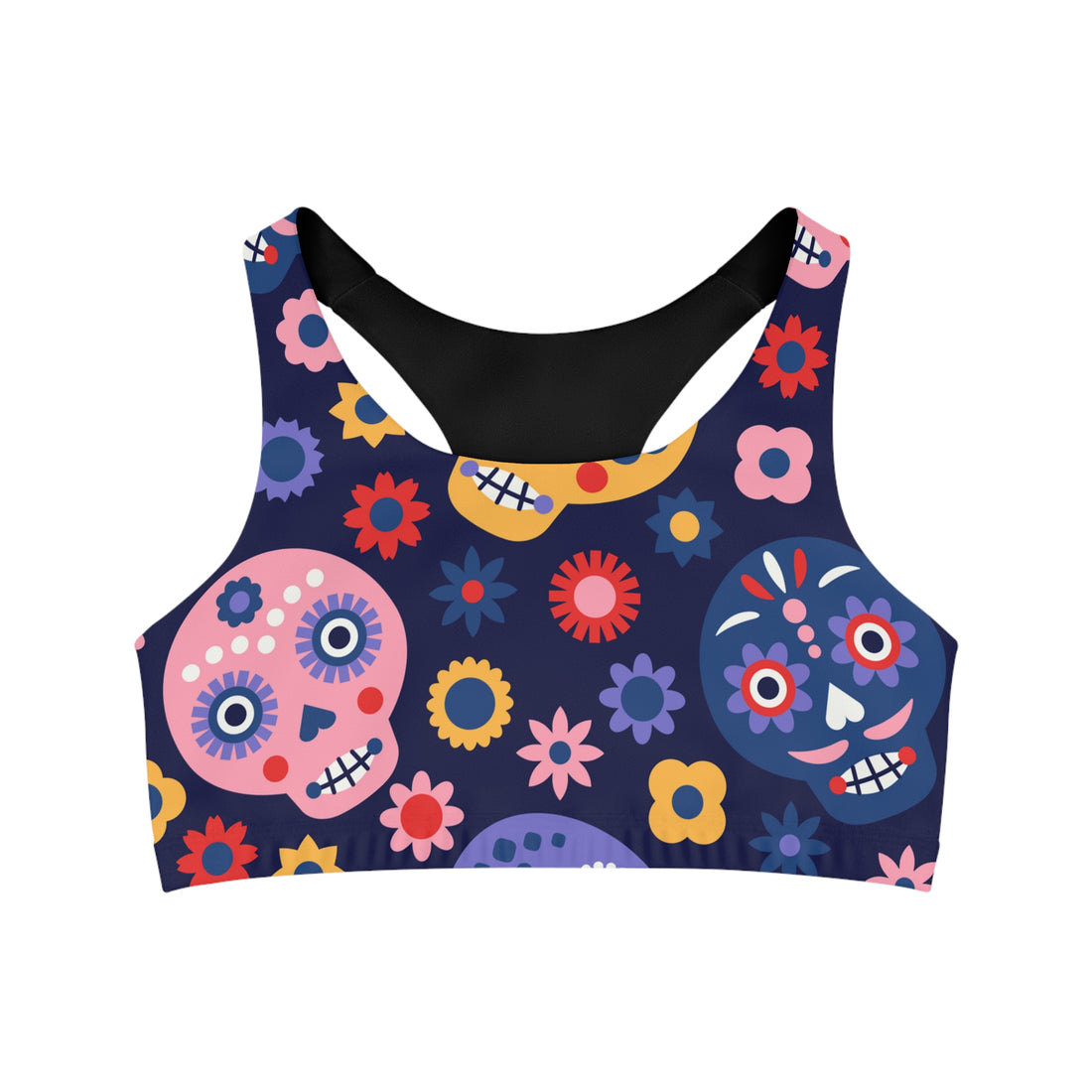 Seamless Sports Bra - Candy Sugar Skulls