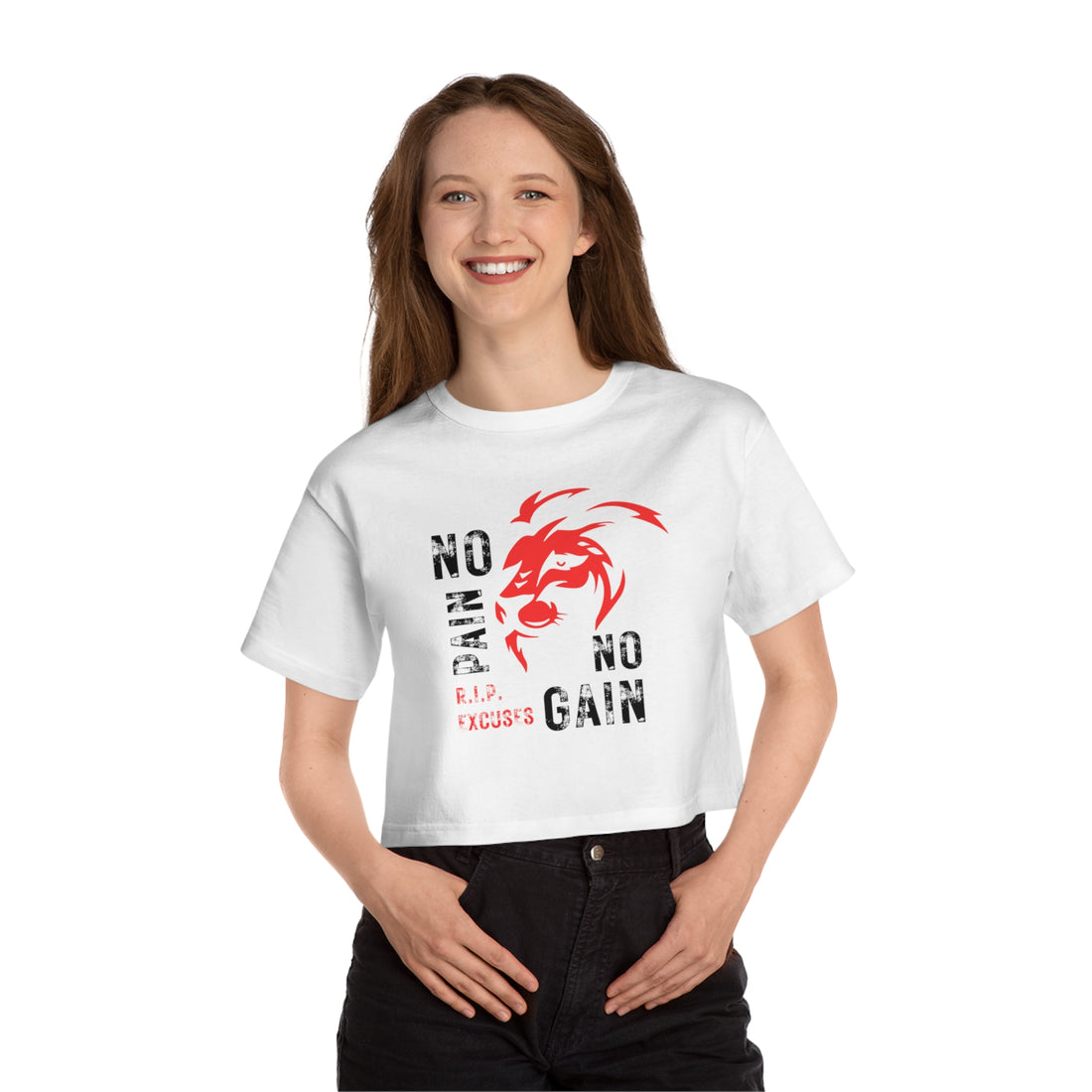 Champion Women's Crop Tee - No Pain, No Gain