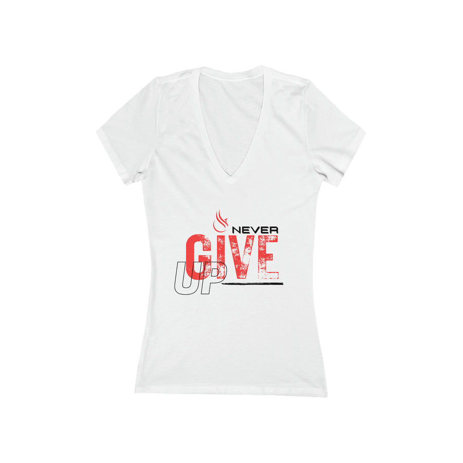 Women' Deep V-Neck Tee - Never Give Up