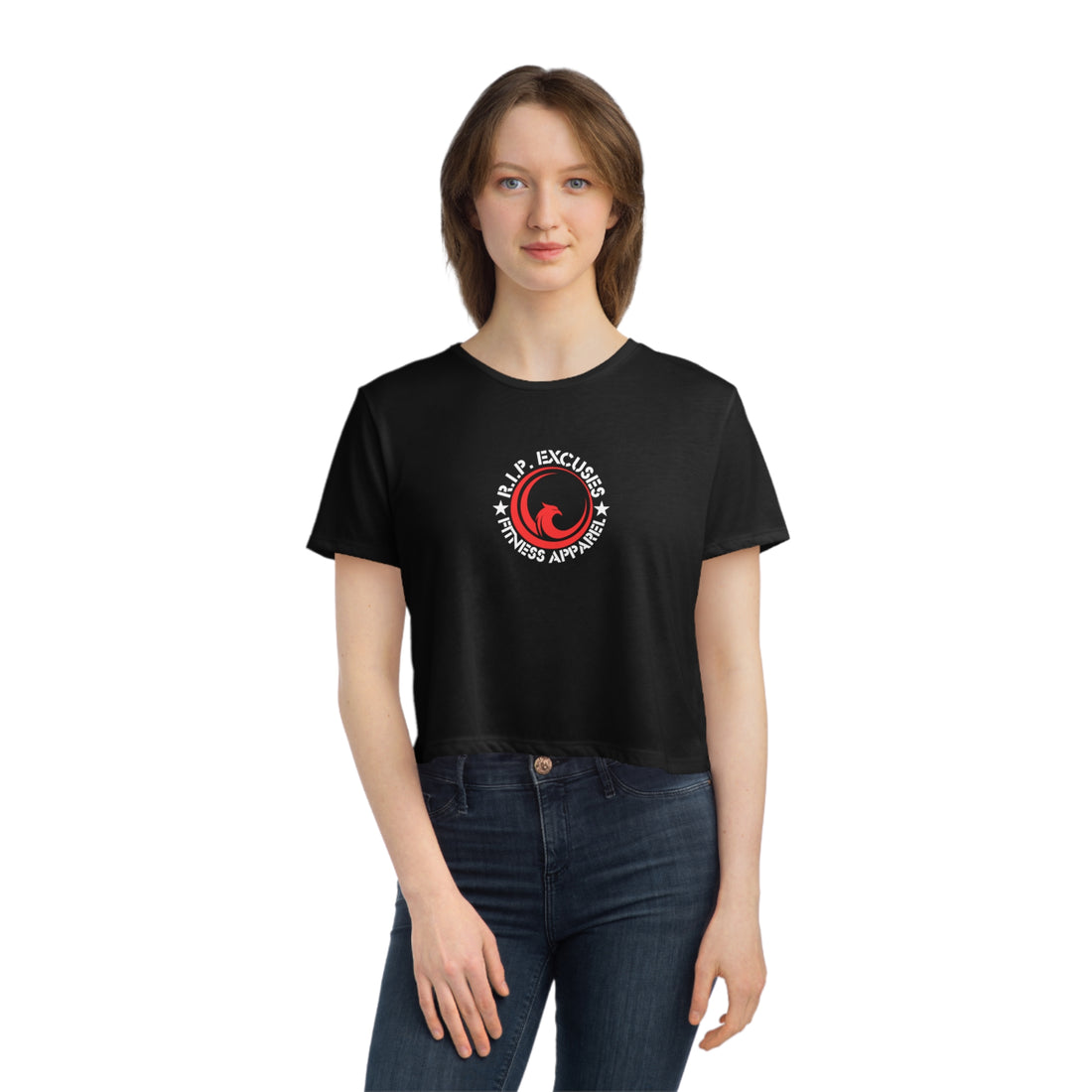 Women's Flowy Cropped Tee - Red Phoenix