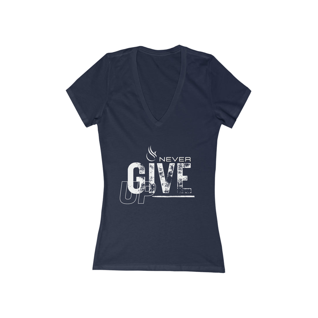 Women' Deep V-Neck Tee - Never Give Up