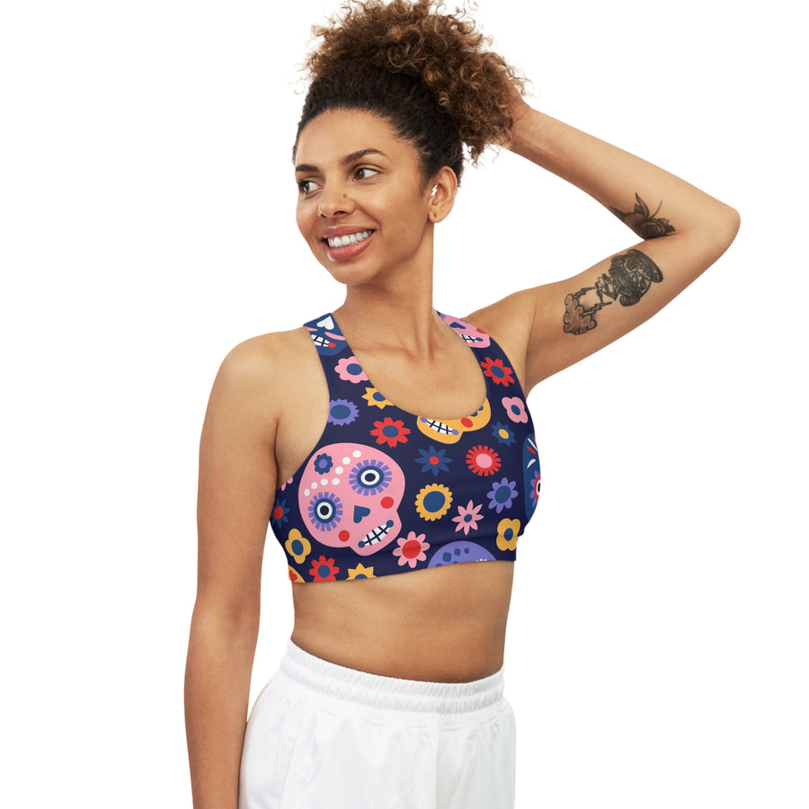 Seamless Sports Bra - Candy Sugar Skulls