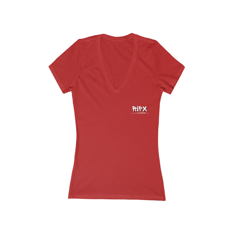 Women's V-neck Tee - RIPX (Quit or Keep Going)