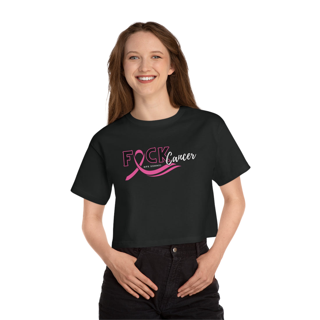 Champion Women's Crop Tee - F*ck Cancer