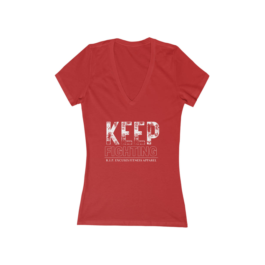 Women' Deep V-Neck Tee - Keep Fighting