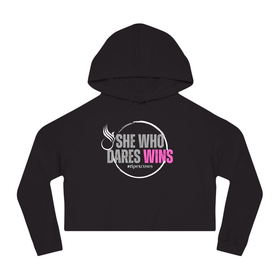 Women’s Crop Hooded Sweatshirt - She Who Dares