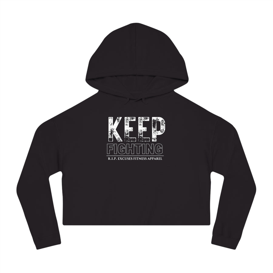 Women's Crop Hooded Sweatshirt - Keep Fighting