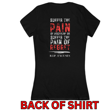 Women's V-neck Tee - DISCIPLINE (back print)