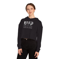 Women's Crop Hooded Sweatshirt - Keep Fighting