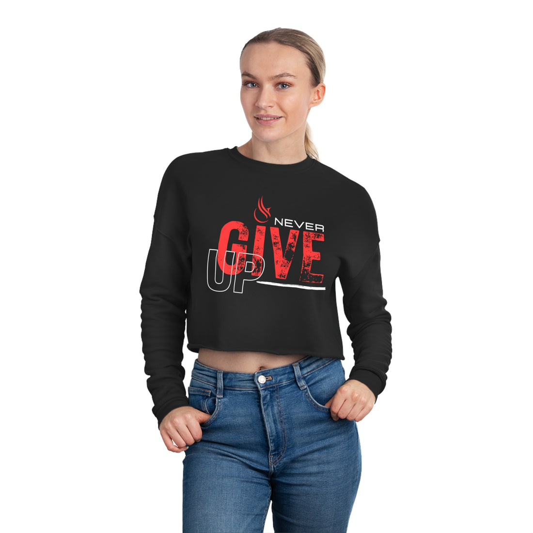 Women's Cropped Longsleeve - Never Give Up