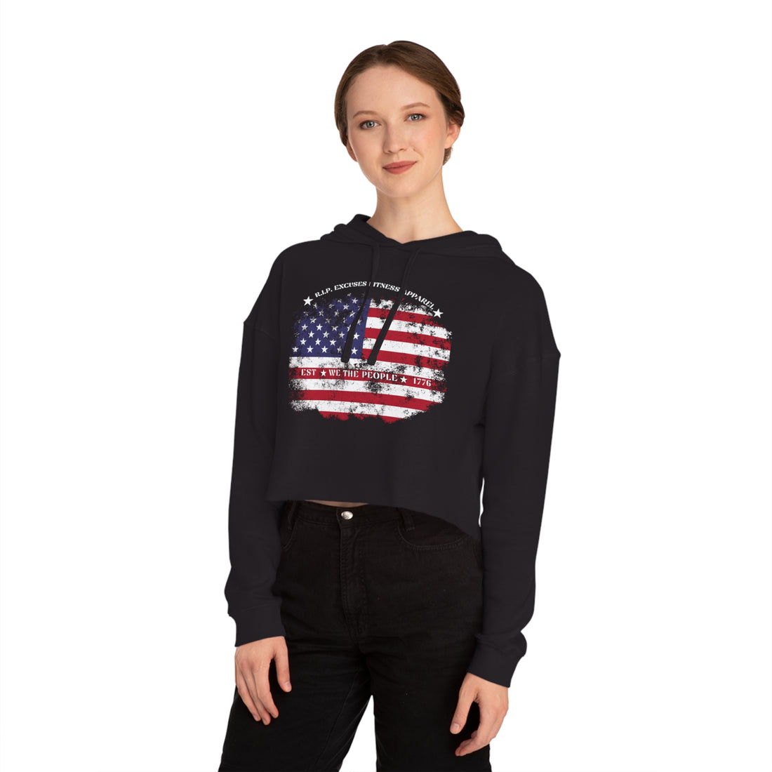 Women’s Crop Hooded Sweatshirt - Land of the Free