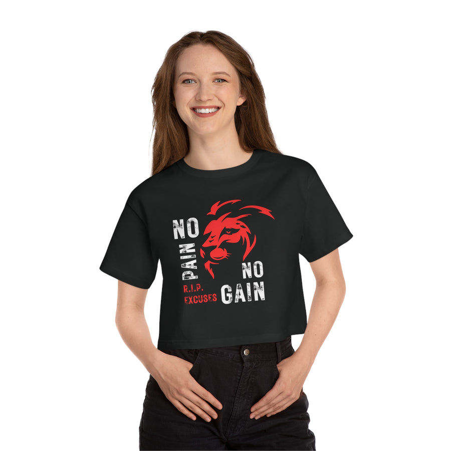 Champion Women's Crop Tee - No Pain, No Gain