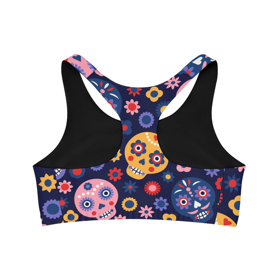 Seamless Sports Bra - Candy Sugar Skulls