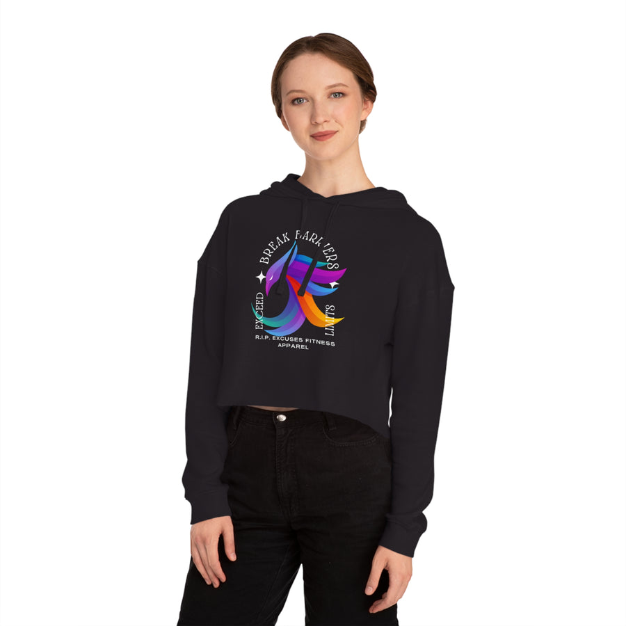 Women’s Crop Hooded Sweatshirt - Break Barriers, Exceed Limits