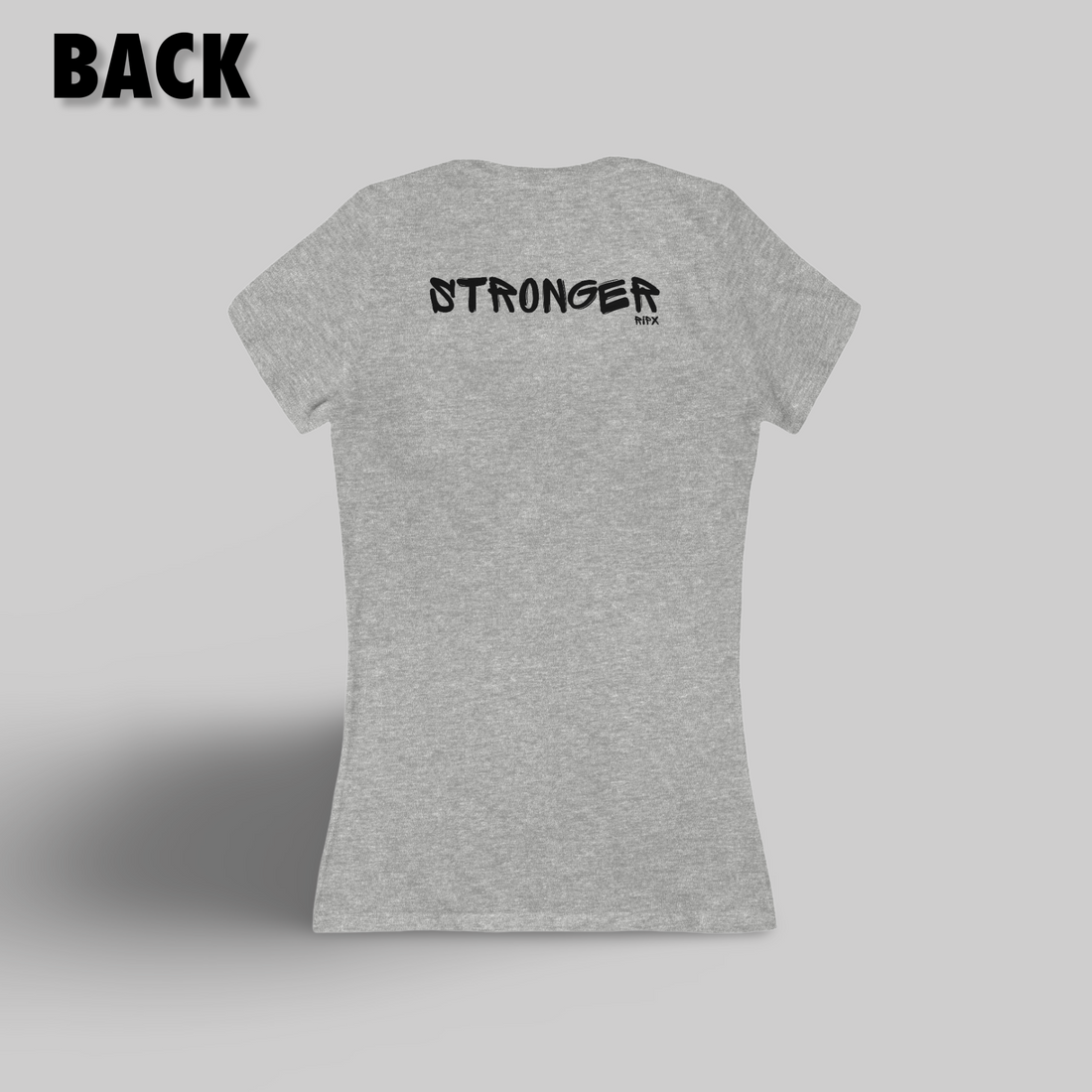 Women's V-neck Tee - Stronger (back of shirt)