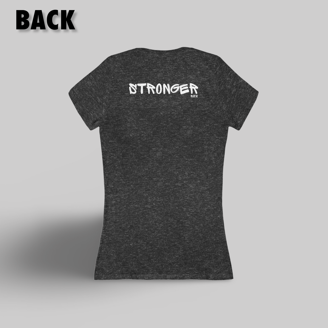 Women's V-neck Tee - Stronger (back of shirt)