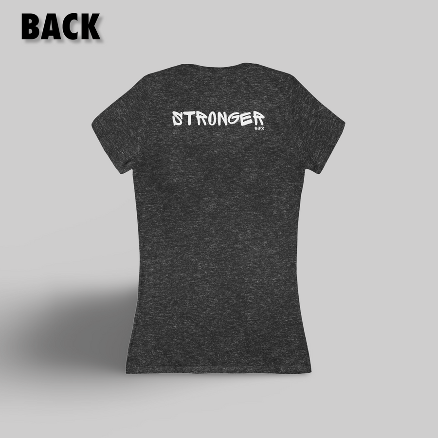 Women's V-neck Tee - Stronger (back of shirt)