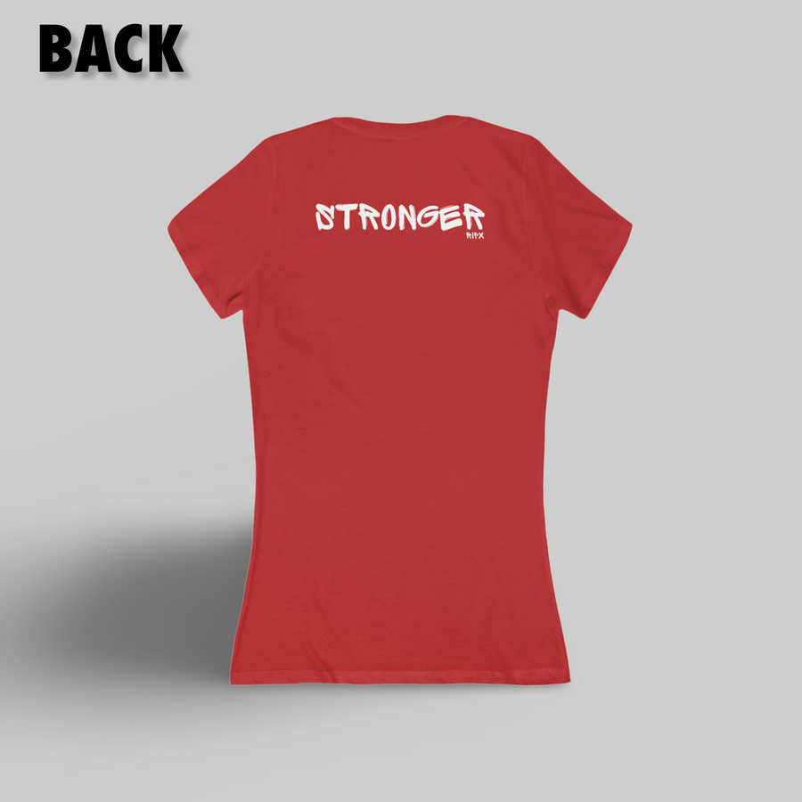 Women's V-neck Tee - Stronger (back of shirt)