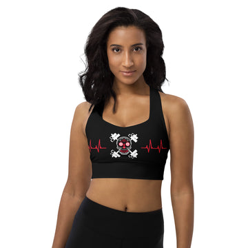 Longline sports bra - Heartbeat Line Red SKull