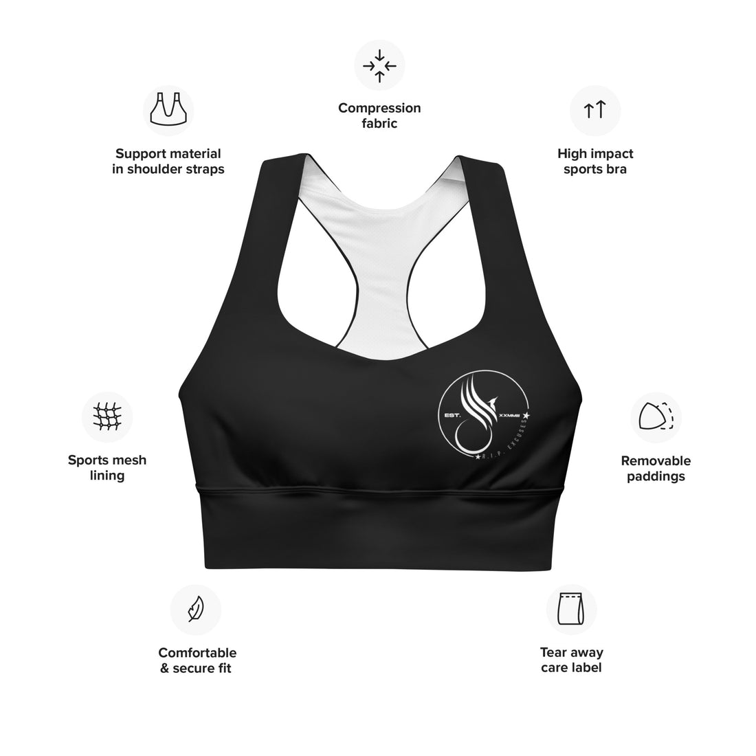 Longline Sports Bra - #RIP Excuses - Phoenix