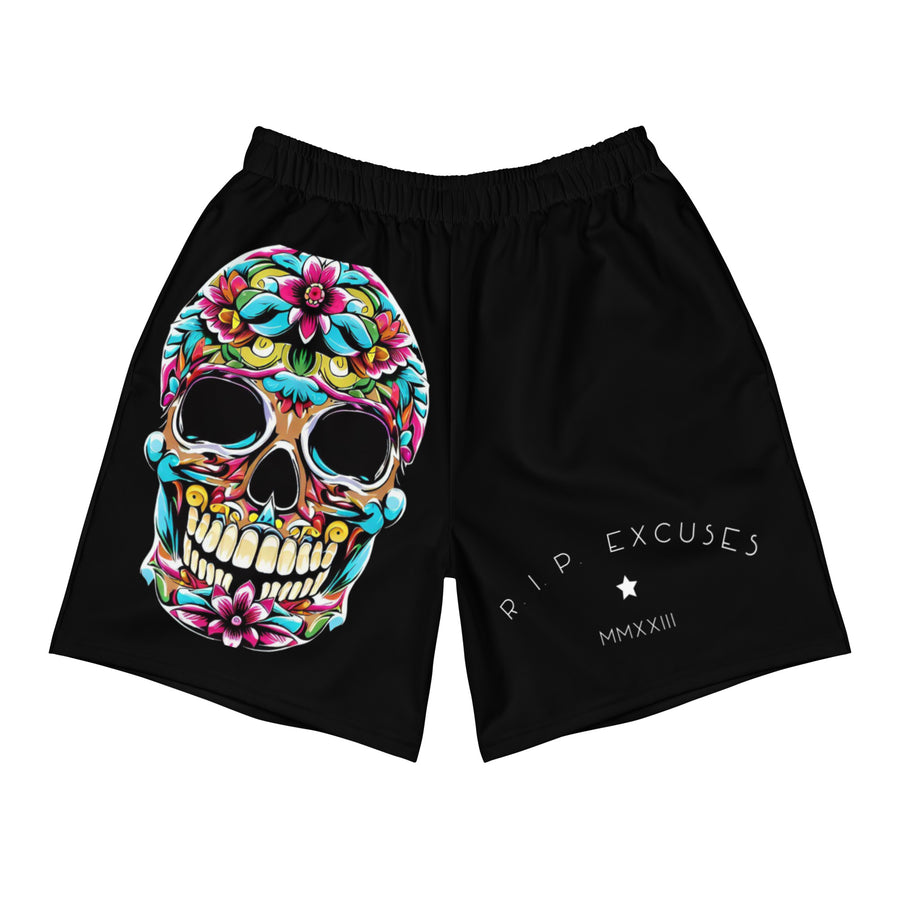 Men's Athletic Shorts - #RIP Excuses Vibrant Skull