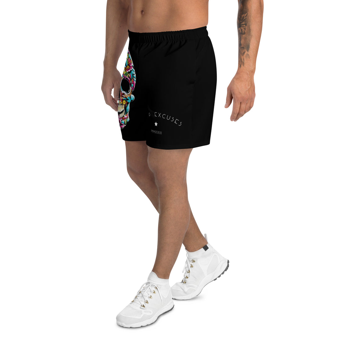 Men's Athletic Shorts - #RIP Excuses Vibrant Skull