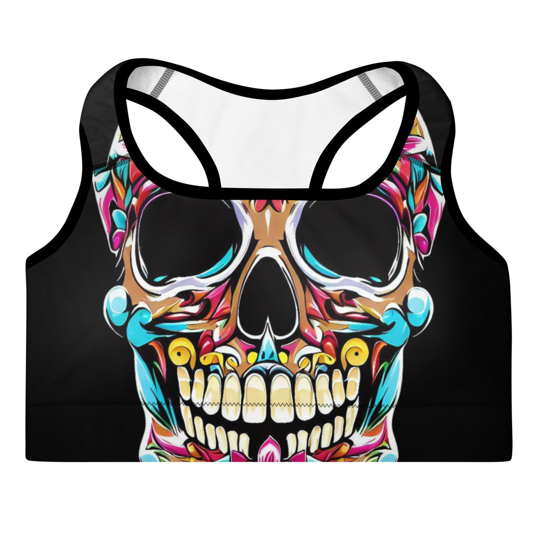 Padded Sports Bra - Sugar Skull