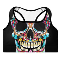 Padded Sports Bra - Sugar Skull