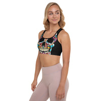 Padded Sports Bra - Sugar Skull