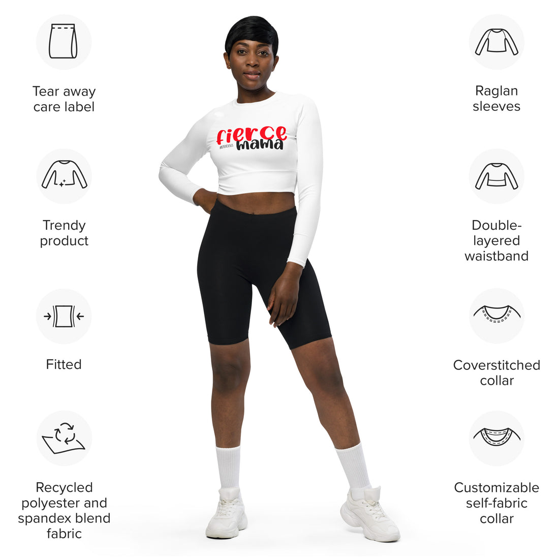 Long-sleeve Crop Top - Fierce Mama