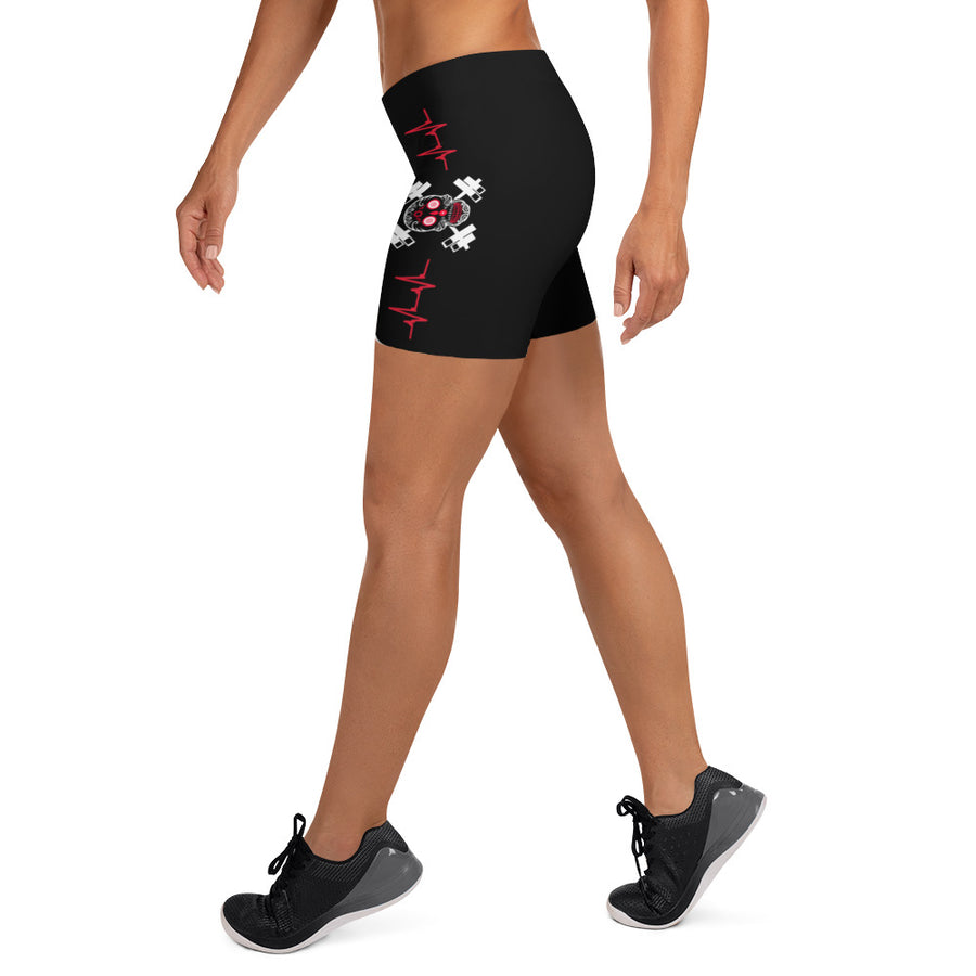 Women's Shorts - Heartbeat Line Red Skull