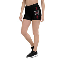 Women's Shorts - Heartbeat Line Red Skull