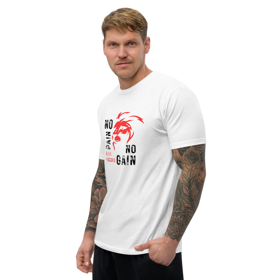 Men's Fitted Tee - No Pain No Gain