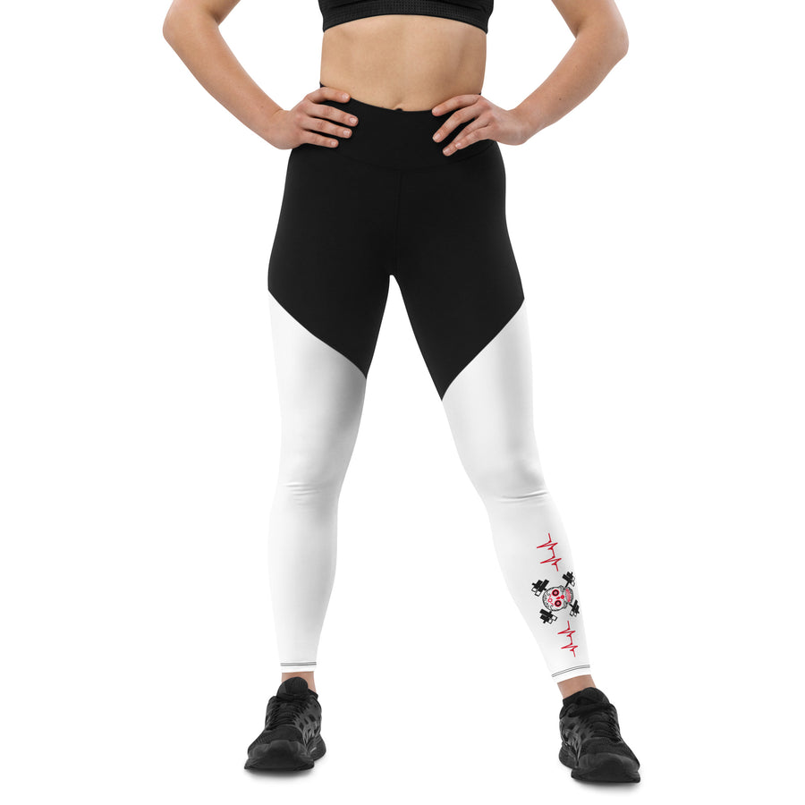 Sports Leggings - Red Heartbeat Line