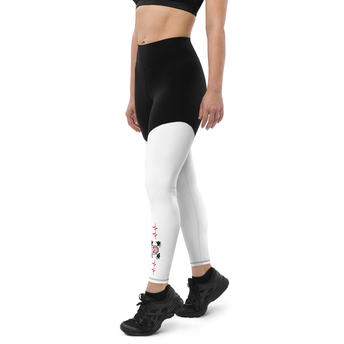 Sports Leggings - Red Heartbeat Line