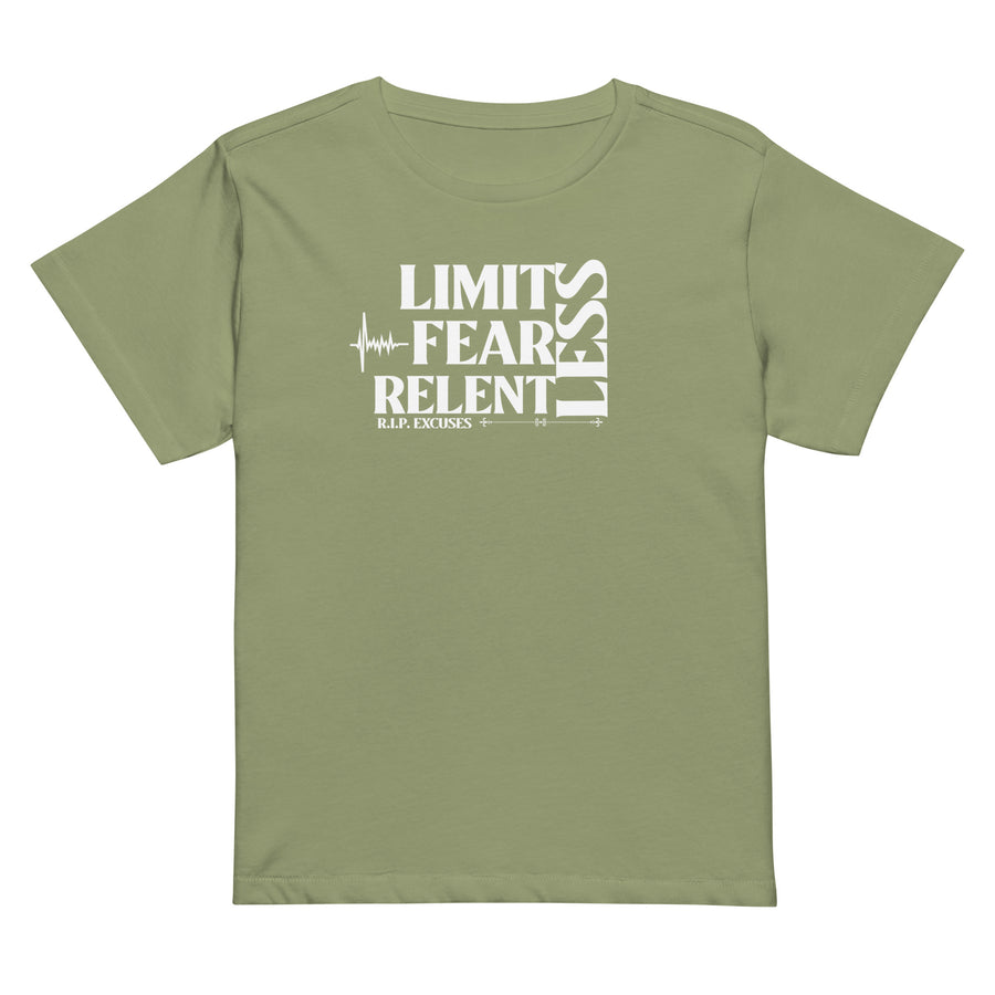 Women’s High Waisted Tee - LimitLess, FearLess, RelentLess