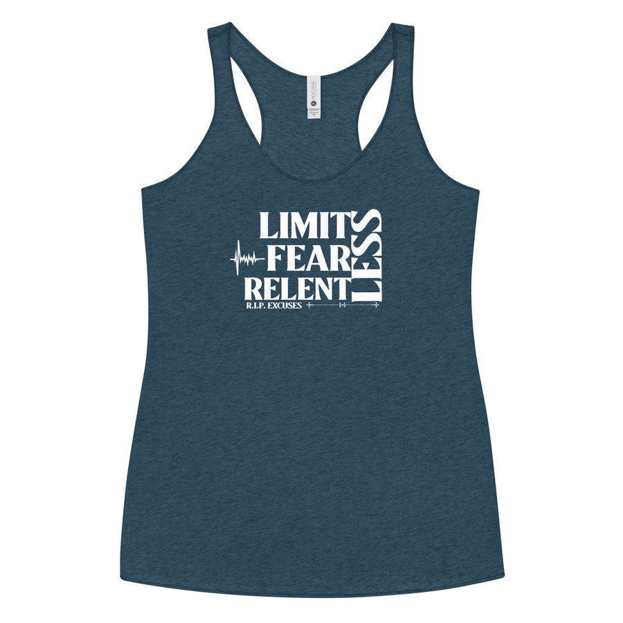 Women's Racerback Tank - LimitLess, FearLess, RelentLess