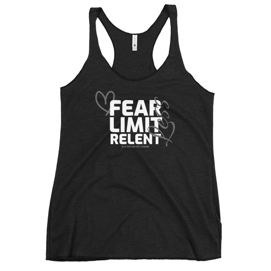 Women's Racerback Tank - Fear-Limit-Relent_LESS