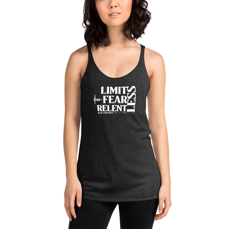 Women's Racerback Tank - LimitLess, FearLess, RelentLess