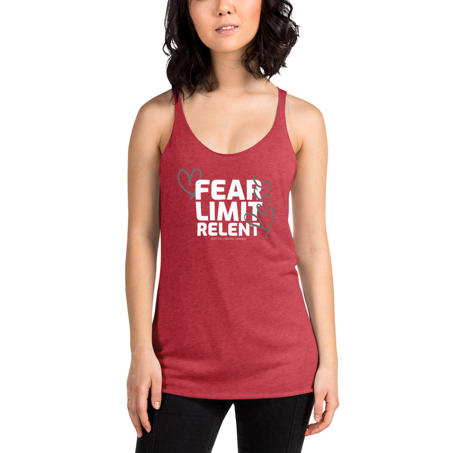 Women's Racerback Tank - Fear-Limit-Relent_LESS