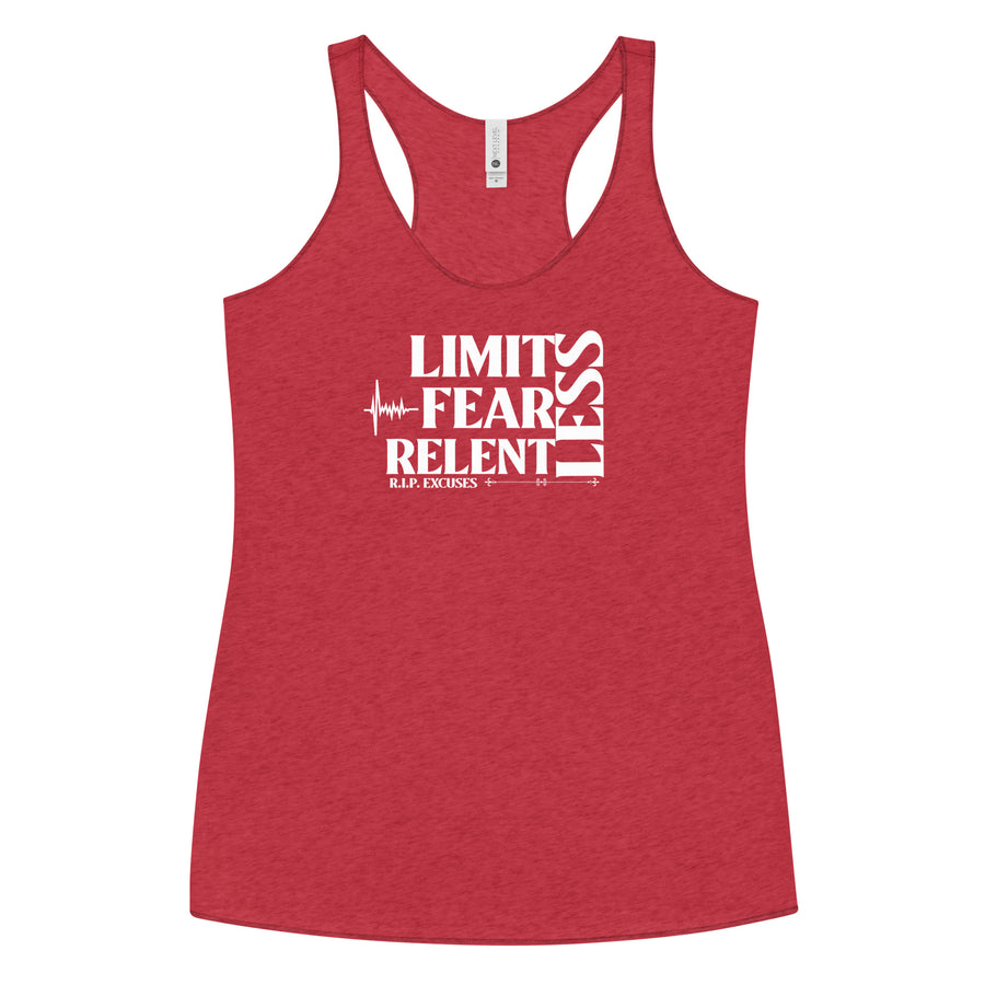 Women's Racerback Tank - LimitLess, FearLess, RelentLess