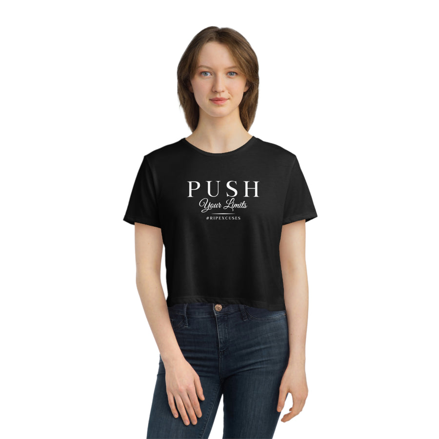 Women's Flowy Cropped Tee - Push Your Limits