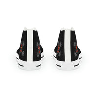 Men's High Top Sneakers - Dark Red/Orange Skull