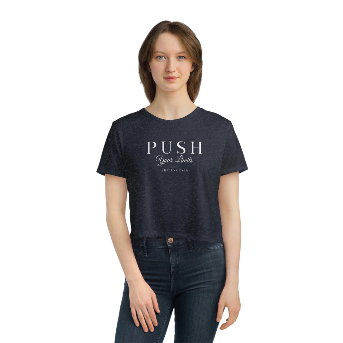 Women's Flowy Cropped Tee - Push Your Limits