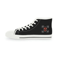 Men's High Top Sneakers - Dark Red/Orange Skull