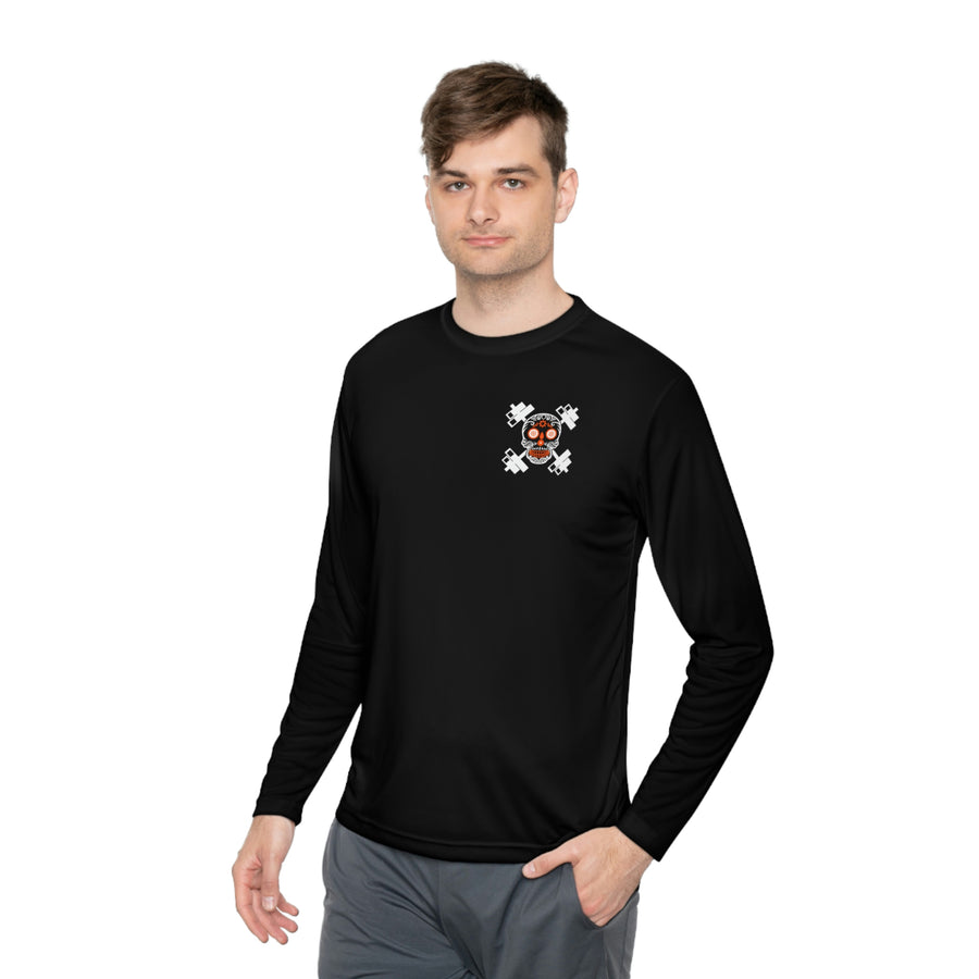 Unisex Lightweight Long Sleeve Tee - Orange Skull