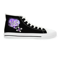 Women's High Top Canvass Sneakers Black & Purple "Slay"