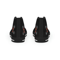 Men's High Top Sneakers - Dark Red/Orange Skull