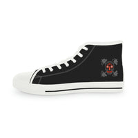 Men's High Top Sneakers - Dark Red/Orange Skull